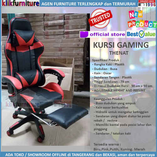Foto Produk Kursi Gaming Recline / Gaming Chair / Kursi Game THENAT dari klikfurniture