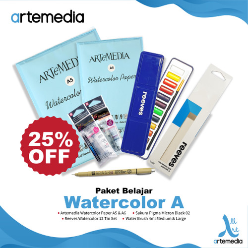 Foto Produk Paket Belajar Watercolor - A dari Artemedia Shop