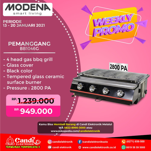 Foto Produk MODENA STOVE BURNER BBQ BB1046G-PROMO dari Candi Elektronik Solo