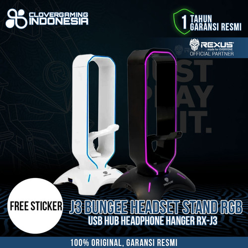 Foto Produk Rexus Headset Stand Bungee J3 RGB with USB Hub - Putih dari Clover Gaming Indonesia