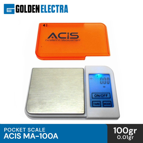 Foto Produk Timbangan Digital Mini Emas Batu akik, ACIS / MA-100A Pocket Scale - putih orange dari GOLDEN ELECTRA