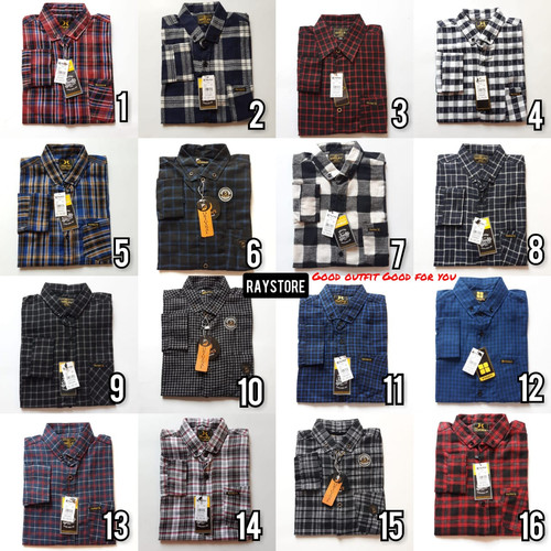 Foto Produk grosir baju kemeja flanel casual pria / kemeja cowok min 6 pcs - Random, L dari RayStore