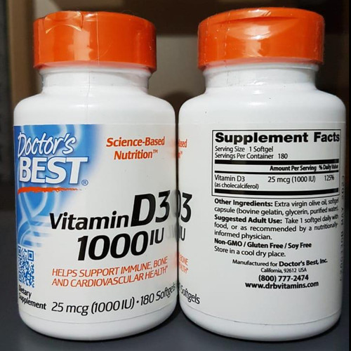 Jual Doctor's doctor best vitamin d3 1000iu 180 softgels vit d 3 1000 ...
