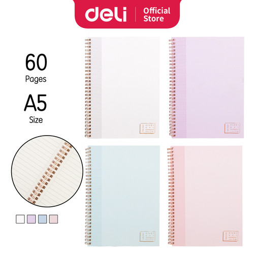 Foto Produk Deli Buku teks dengan ujung bentuk Spiral A5 60 halaman 4 pola LA560 - 006 dari Deli Stationery
