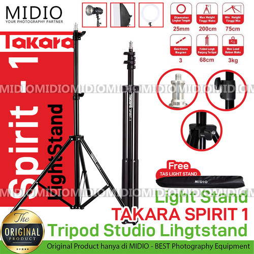 Foto Produk Light Stand TAKARA SPIRIT 1 TRIPOD STUDIO LIGHTSTAND dari Midio