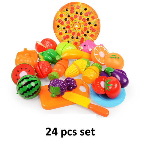 Foto Produk Mainan masak-masak, Mainan potong sayur, Mainan buah-buahan - 24 pcs tanpa ta dari Lovely Gubuk