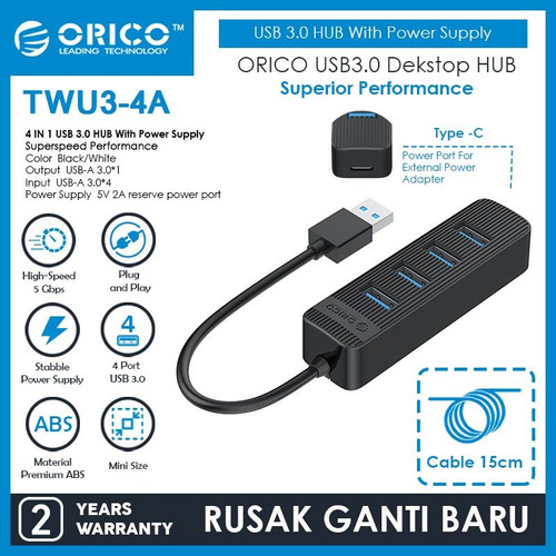 Foto Produk ORICO TWU3-4A 4 Port USB 3.0 HUB dari manekistore