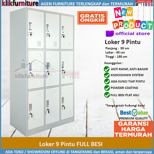 Foto Produk Lemari Loker Locker Cabinet Pintu Besi 9 Pintu SAPPORO KOLN 9 dari klikfurniture