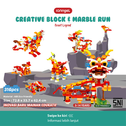 Foto Produk IQAngel Creative Block & Marble Run Toys Beast Legend / Lego Block dari KSM Baby and Kids