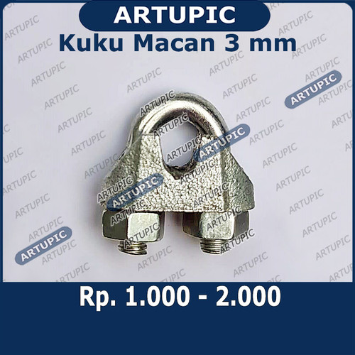 Foto Produk Kuku Macan 3 mm Klem Seling Wire Clip Tali Kawat Baja Kabel Sling dari ArtupicPeralatanPeternak