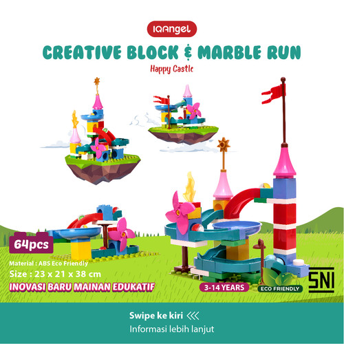 Foto Produk IQAngel Creative Block & Marble Run Toys Happy Castel / Lego Block dari KSM Baby and Kids