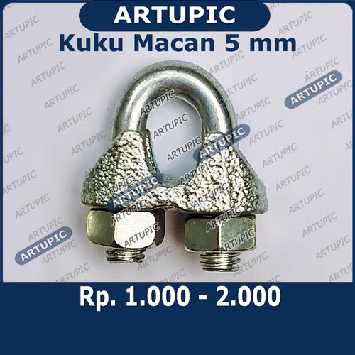 Foto Produk Kuku Macan 5 mm Klem Seling Wire Clip Tali Kawat Baja Kabel Sling 5mm dari ArtupicPeralatanPeternak