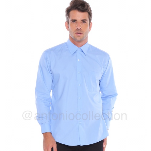 Foto Produk Kemeja Pria Biru Langit Muda Polos Lengan Panjang / Baju Lapangan dari antoniocollection