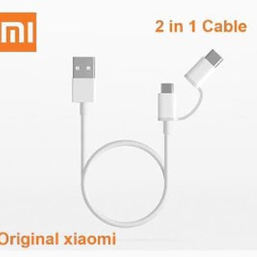 Foto Produk kabel cas fast charger xiaomi 2in1 micro usb type c 30cm redmi 1 2 3 4 dari Vilox