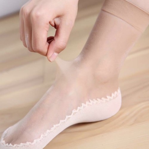 Foto Produk Kaos Kaki Tipis (dengan alas) Transparan Anti Slip Warna Beige Black - Black dari Venditionis_shop
