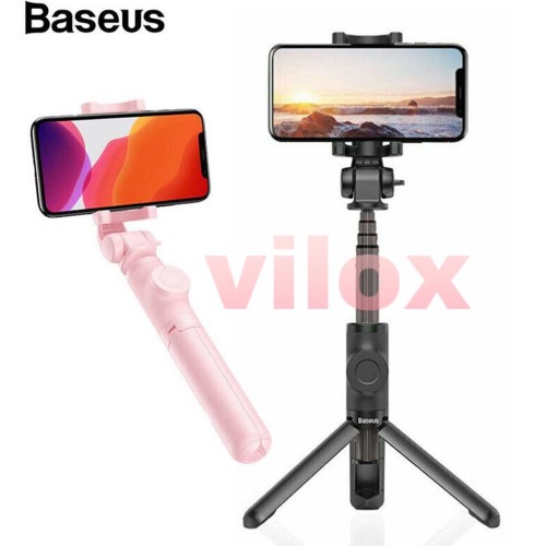 Foto Produk baseus lovely tongsis tripod tongkat selfie stik hp bluetooth vlog - Merah Muda dari Vilox
