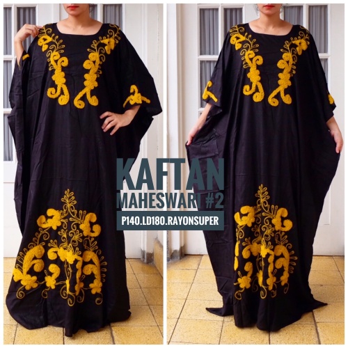 Foto Produk daster arab/kaftan maheswari bordir baru super jumbo ld 180 BUKAN ZEER - Hitam dari Callista-Shop