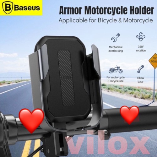 Foto Produk baseus armor motorcycle phone hp holder bracket mount sepeda motor - Hitam dari Vilox