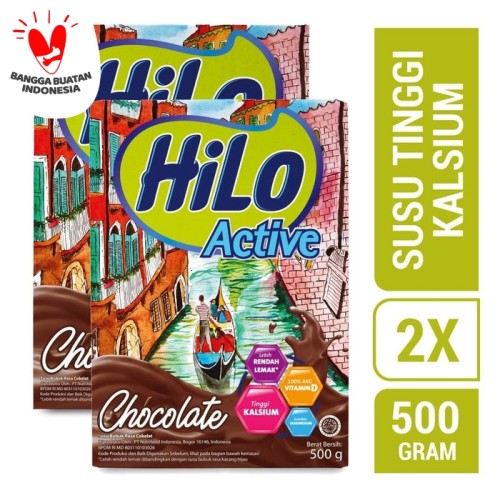 Foto Produk Buy 1 Get 1 FREE HiLo Active Chocolate 500gr - Susu Tinggi Kalsium dari NutriMart