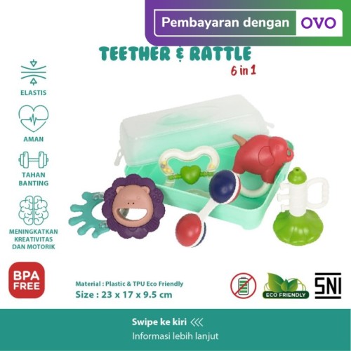 Foto Produk IQAngel 6in1 Teether & Rattle Toys / Rattle Tangan dan Teether Bayi dari KSM Baby and Kids