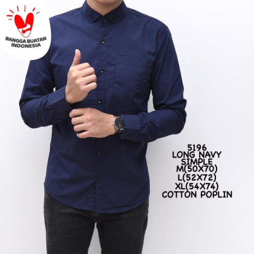 Foto Produk Kemeja Polos Pria Navy Biru Dongker Panjang Slimfit Kerja Cowok - XL dari ALJOSA