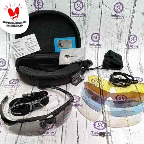Foto Produk Kacamata sepeda ROCKBROS dengan 5 Varian lensa adjustable -Kacamata G - Hitam dari Kaligung