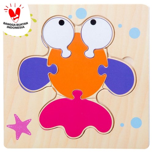 Foto Produk Tweedy Toys - Jigsaw Puzzle Kayu 3D Timbul Lucu Variasi Baru - IKAN A dari TweedyToys