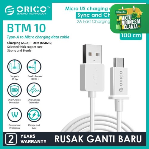 Foto Produk ORICO USB2.0 to Micro B Charge & Sync Cable 1 Meter - BTM-10 - Putih dari ORICO INDONESIA
