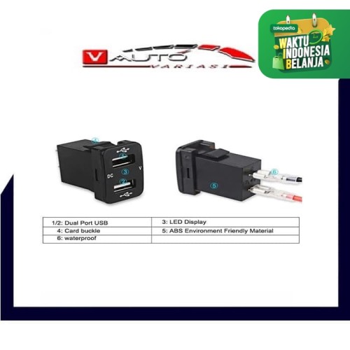 Foto Produk Charger USB Dual Socket Voltmeter LED Universal dari vauto