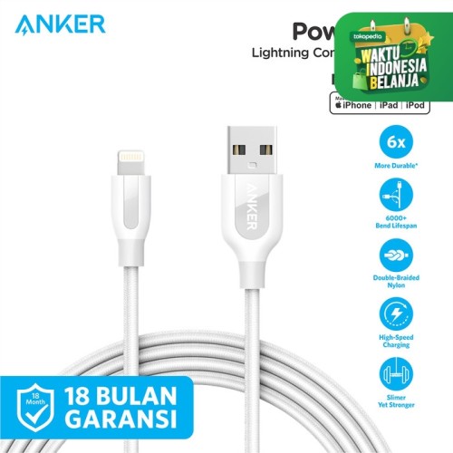 Foto Produk Kabel Charger Anker PowerLine+ 6ft/1.8m Lightning Gray - A8122 - Putih dari Anker Indonesia