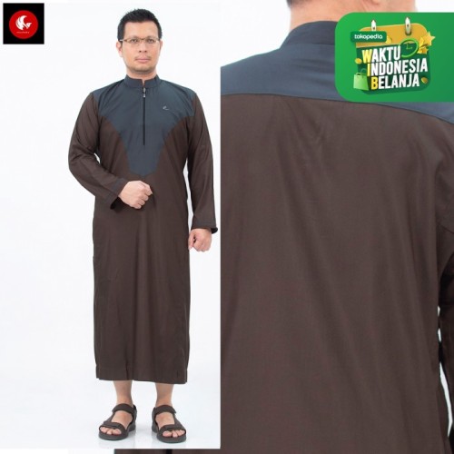 Foto Produk Jubah Macca Al-Isra Pakaian Gamis Muslim Pria Fashion Kurta Pakistan - Cokelat, S dari Okechuku