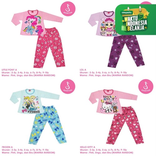 Foto Produk Baju Setelan Anak Perempuan Lengan Panjang 2-10 Tahun Shirton GROSIR - LOL A, 2-3y Panjang dari shirton