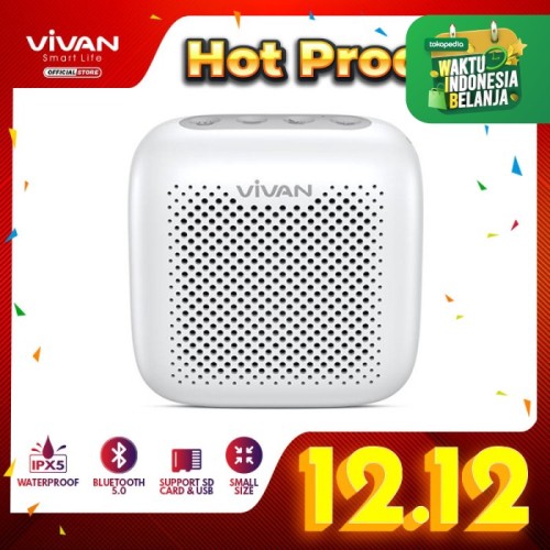 Foto Produk Speaker Bluetooth 5.0 VIVAN Outdoor Waterproof Support SD Card VS - Putih dari VIVAN OFFICIAL SHOP