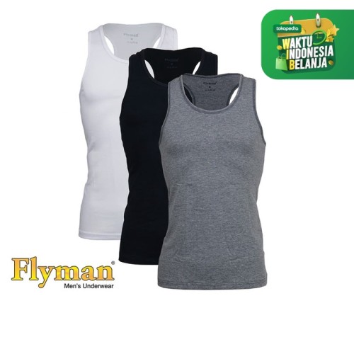 Foto Produk FlyMan Sporty Cross Tanktop Pakaian Dalam Pria Dewasa FMA 555 - Putih, M dari Flyman Nathalie Store