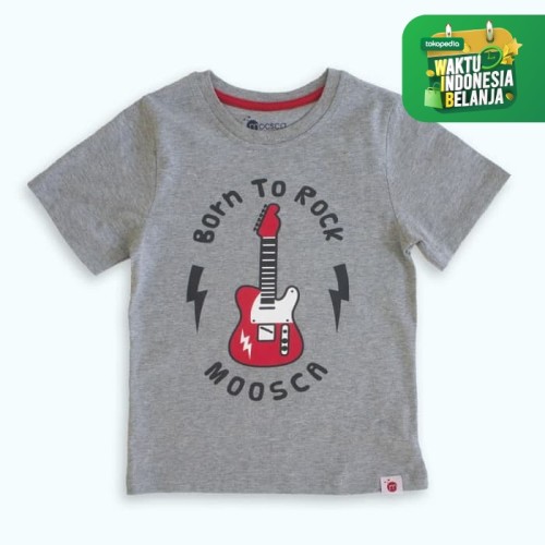 Foto Produk Moosca Kidswear Kaos Anak Born To Rock - Grey - Size 5 dari Moosca Kidswear