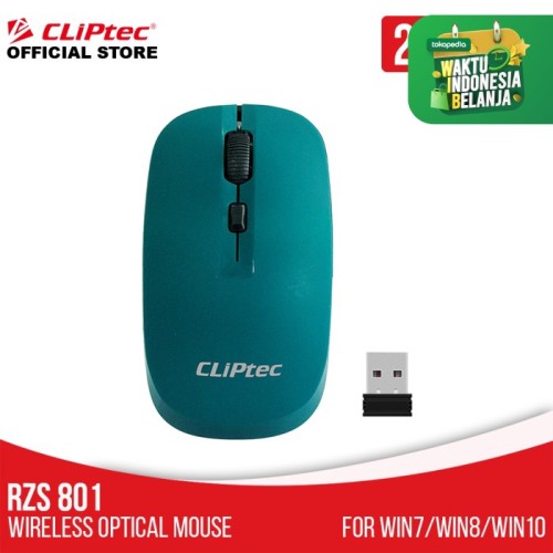 Foto Produk Mouse Wireless Optical CLIPtec RZS801 1600dpi 2.4Ghz (Smooth On/Off) - Hijau dari CLIPTEC OFFICIAL STORE