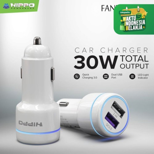 Foto Produk Hippo Fantastic QC Car Charger Mobil Quick Charge 3.0 Simple Pack - Putih dari Hippo Store
