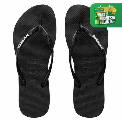 Foto Produk HAVAIANAS SLIM LOGO METALLIC 2976-BLACK/ - BLACK, 39-40 dari Havaianas Official Shop