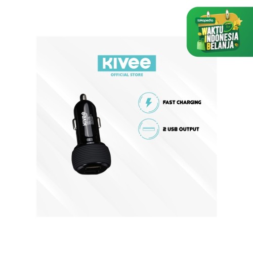 Foto Produk Kivee Car Charger Fast Charging Dual Ports USB UT201 - UT201 Hitam dari Kivee Official Store