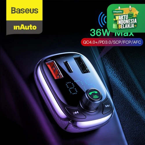Foto Produk BASEUS S13 QUICK CHARGE 4.0 CAR CHARGER PD FM TRANSMITTER BLUETOOTH - Hitam dari Baseus Auto Life