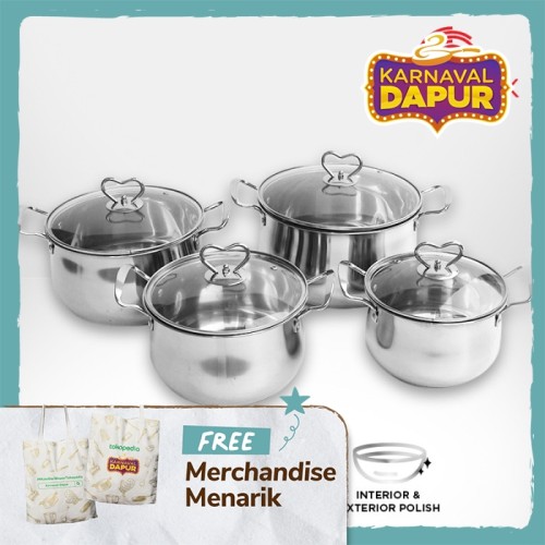 Foto Produk Welcook Panci Set Stainless Steel Kukus 8 Pcs dari Welcook Cookware