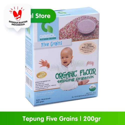 Foto Produk GASOL Organik Tepung Five Grains 200Gr / 200 Gr / Makanan Bayi dari Gasol Organik Indonesia