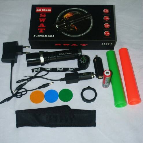 Foto Produk Senter Police Swat 99000 Watt / Dua Baton Lalon + Sarung + 3 Lensa dari najwan shop