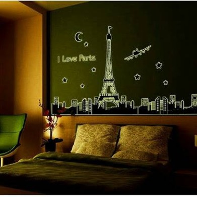 Foto Produk wall sticker 60x90/wall stiker GLOW- ABQ9602- I love paris dari radja dinding