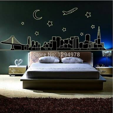 Foto Produk wall sticker 60x90/wall stiker GLOW IN THE DARK-ABQ9601 NIGHT CITY dari radja dinding