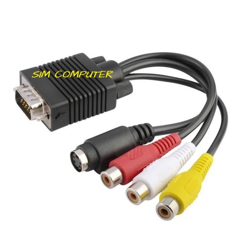 Foto Produk VGA TO S-VIDEO 3 RCA COMPOSITE AV TV OUT ADAPTER CONVERTER CABLE FOR P dari SIM COMPUTER