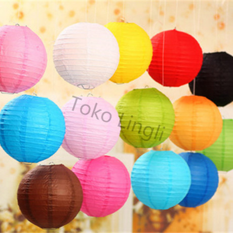 Foto Produk Lampion Kertas 10cm - Biru dari tokolingli
