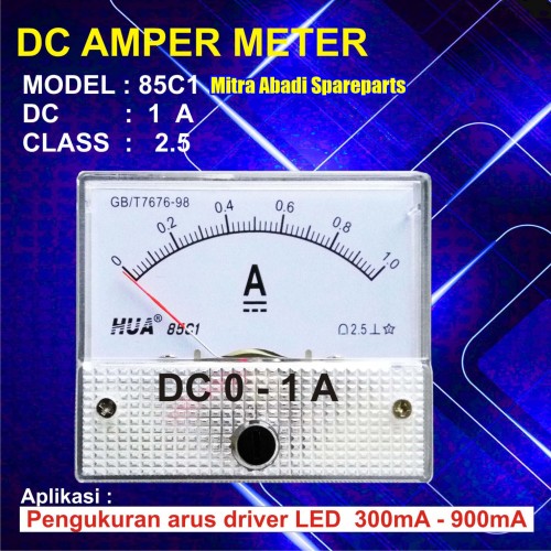 Foto Produk Amperemeter Analog DC 1A / 1 Ampere / 1000 mA dari Mitra Abadi Spareparts