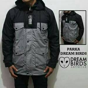 Foto Produk Jaket Parka"DREAM BIRDS"Black Grey dari zazoulstore