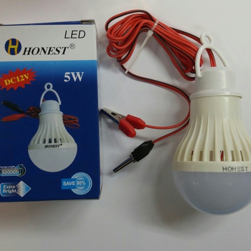 Foto Produk Bohlam Led 5 watt Jepit AKI 12V koneksi Listrik Aki dari grosirltc